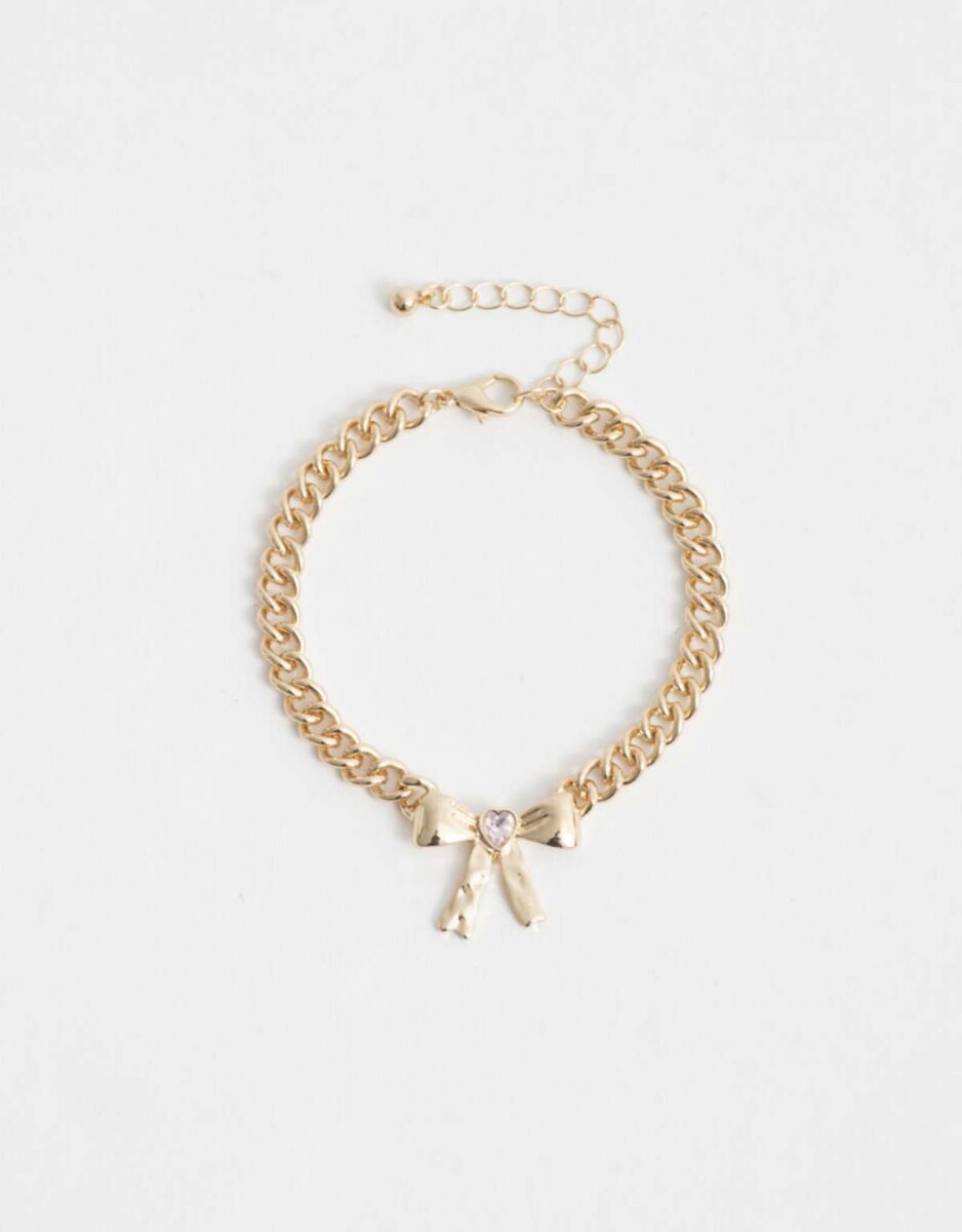 Pulsera Con Dije Moño - Dorado 