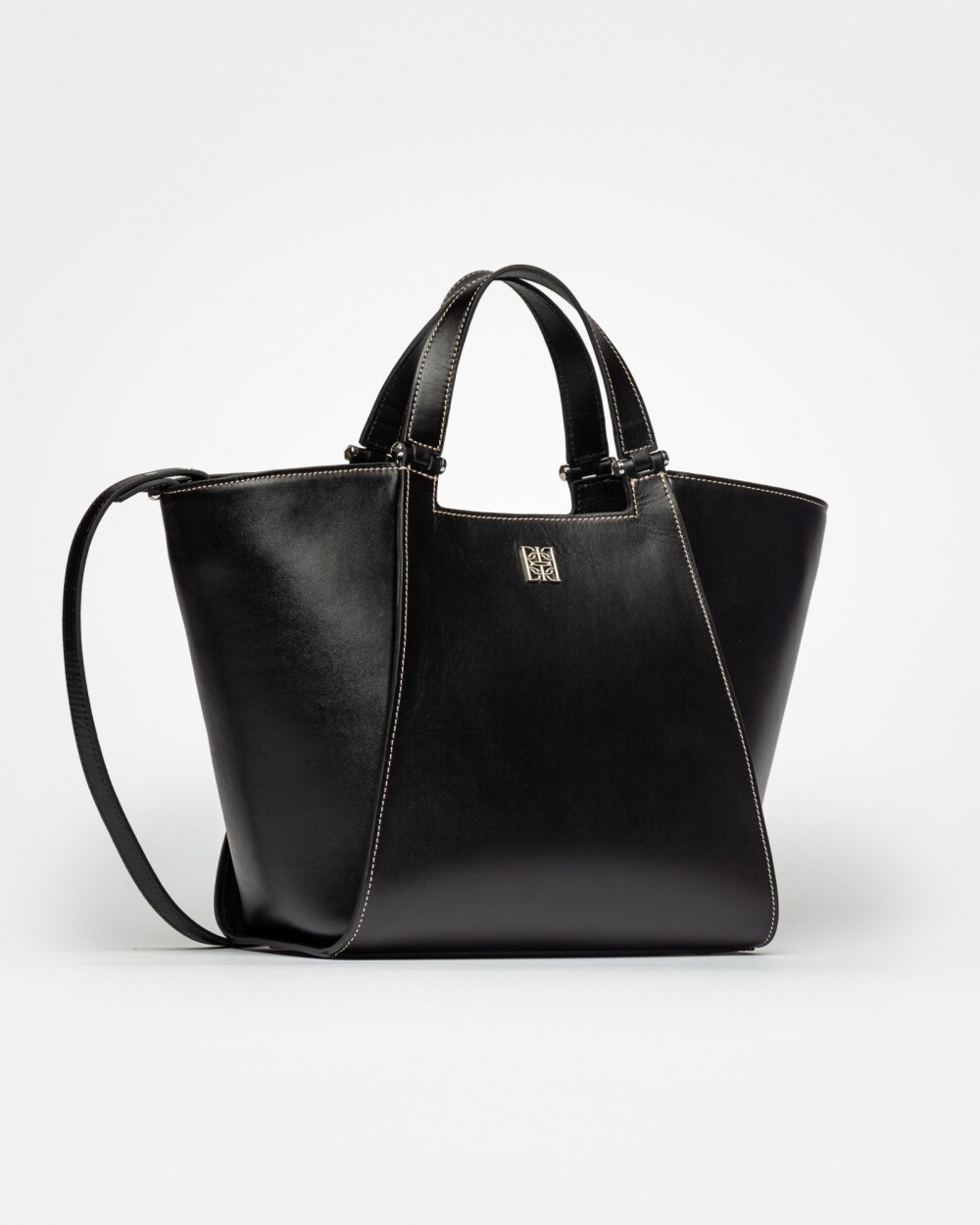 Cartera de mano Tess en cuero vaquita Negro