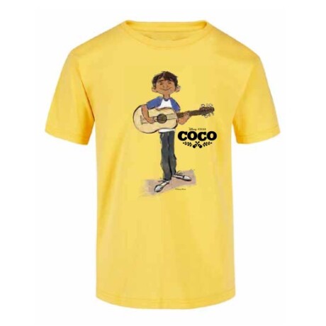 Camiseta Remera a la Base Pixar Coco AMARILLO