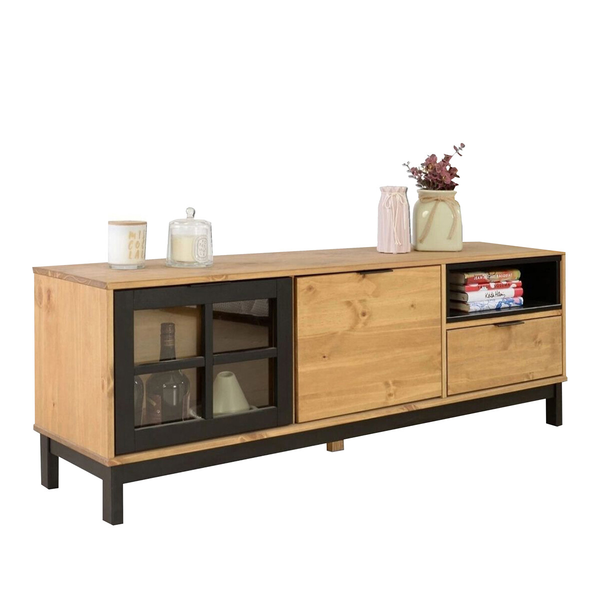 RACK APARADOR PARA TV O AUDIO EN MADERA MACIZA 