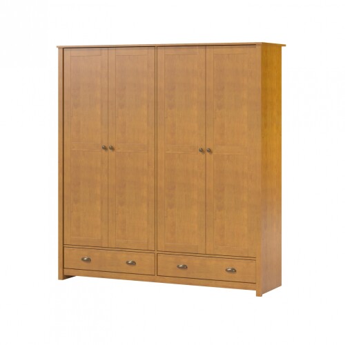 Ropero 4 puertas 2 cajones - Madera maciza - Linea Colonial Marron