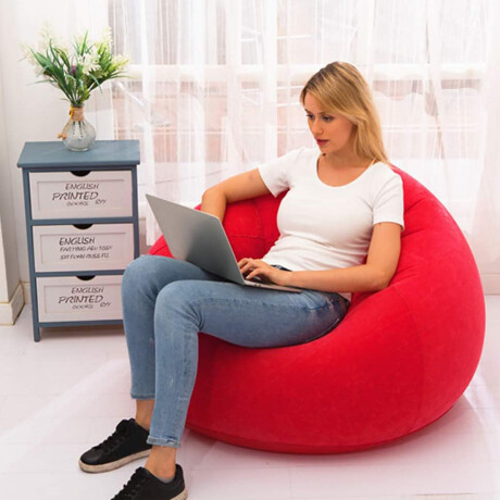 Sillón Puff Inflable Con Respaldo Interior Exterior Rojo