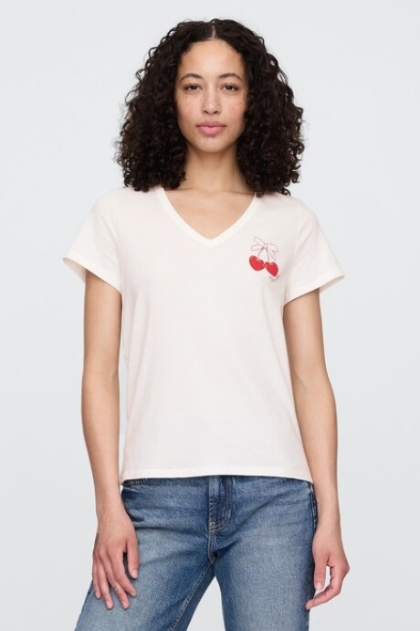 Remera Gràfico Escote V Mujer Milk