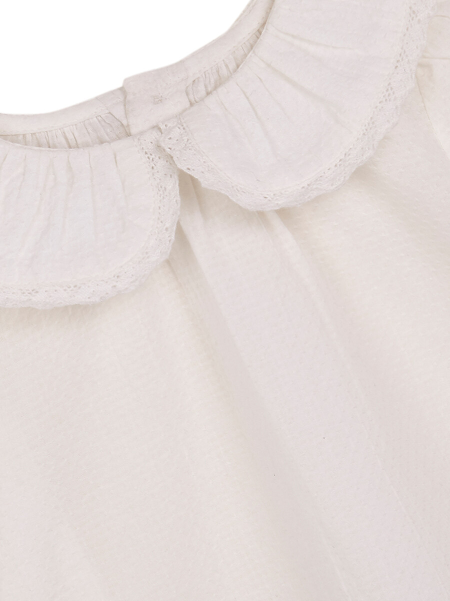 Camisa Bebe Cuello Vol Blanco Roto