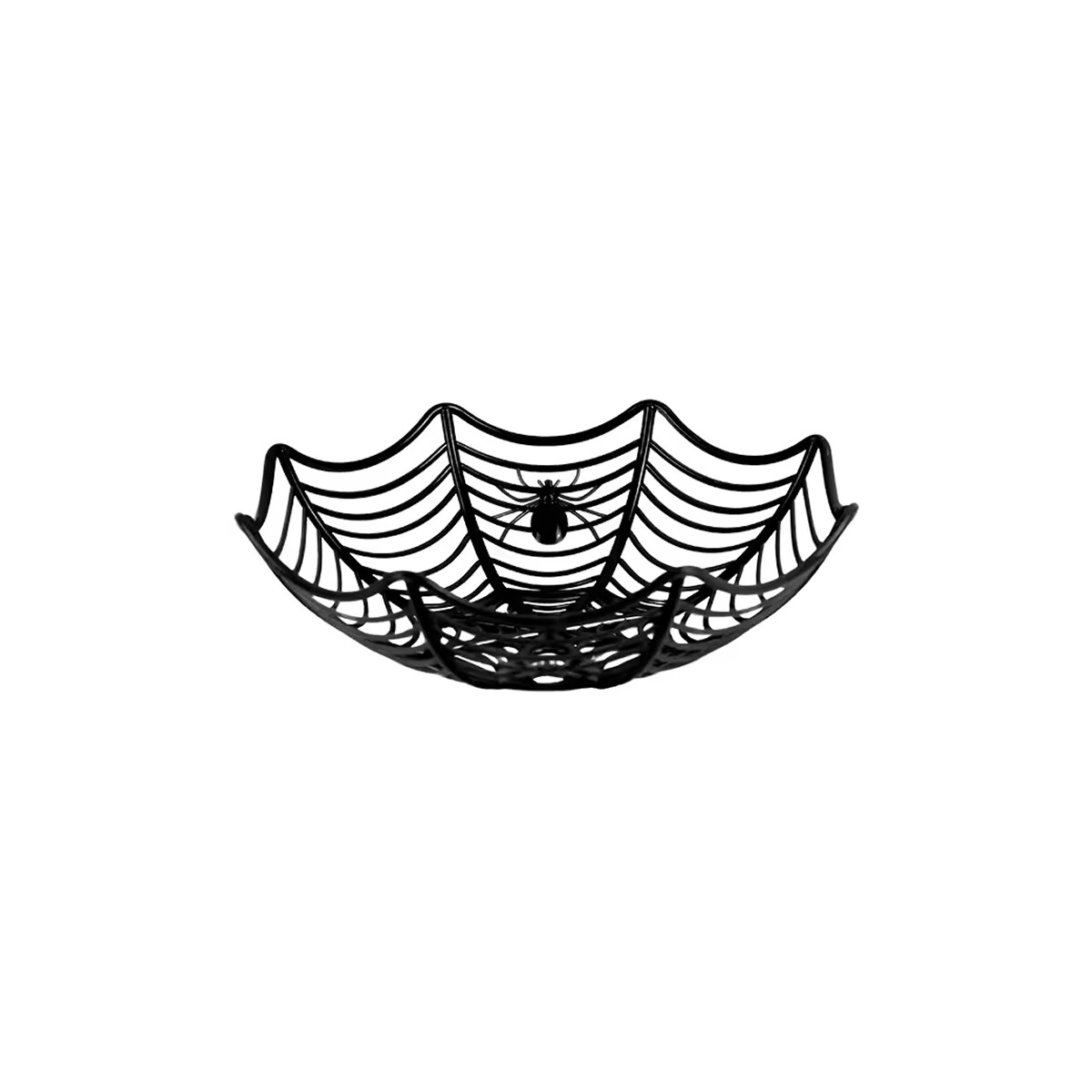 Canasto Caramelera Halloween forma telaraña - Negro 