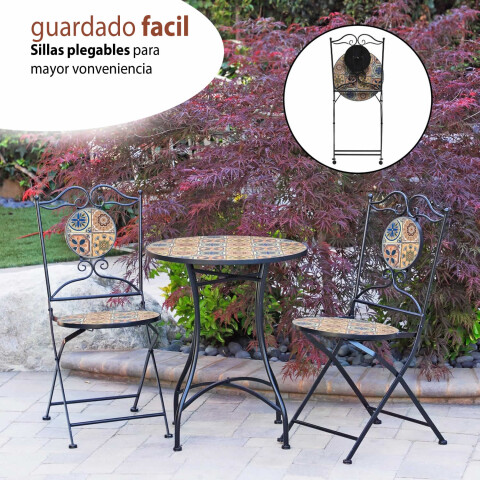 Juego de Mesa y Sillas Bistró Mediterráneo | Azulejos Decorativos para Interior y Exterior Juego de Mesa y Sillas Bistró Mediterráneo | Azulejos Decorativos para Interior y Exterior
