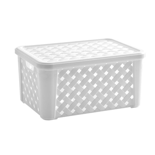 ORGANIZADOR RATTAN CON TAPA 35X25X17 CMS BLANCO BLANCO