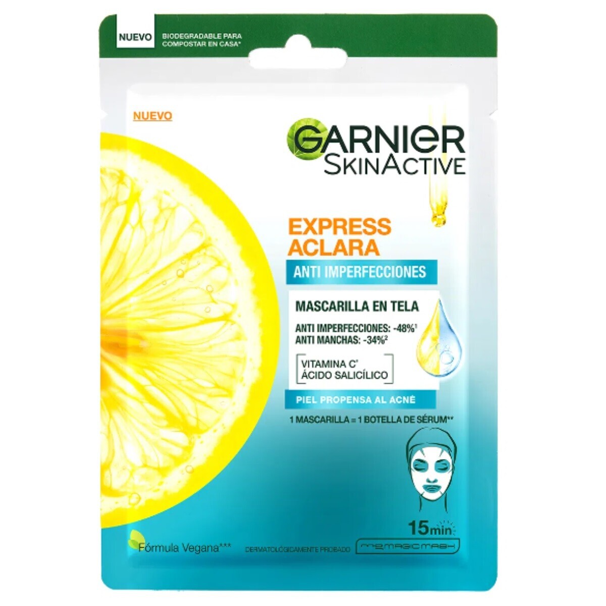 Garnier Skinactive mascarilla en tela - Express Aclara anti imperfecciones 