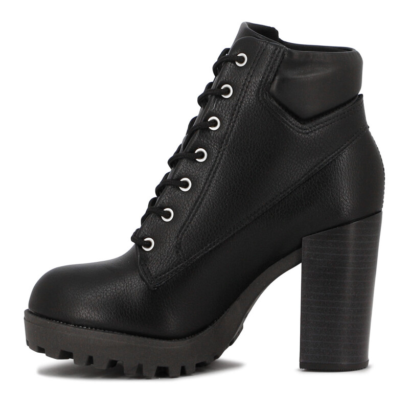 Moleca Bota Acordonada C/taco Cuadrado Negro