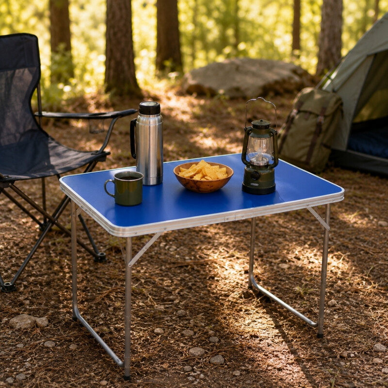 Mesa plegable de camping AZUL