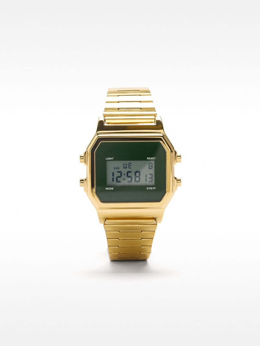Reloj Digital Con Pulsera De Acero Inoxidable dorado