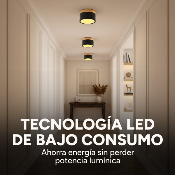 Plafón LED Techo 11cm Madera Nordico Moderno Luz Calida 10W Variante Gris Calida