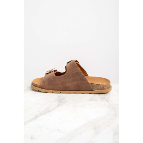 Sandalia Cuero Hebillas Marrón