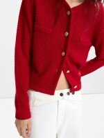 Cárdigan De Punto Con Textura rojo