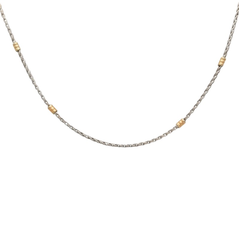 Cadena Eslabón-Plata y Oro-Sin piedra-CD5076 sinpiedra