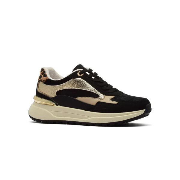 SNEAKER ORNE - KORIUM NEGRO/DORADO