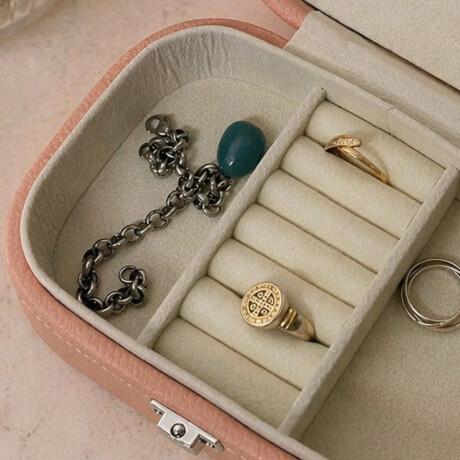 Joyero con espejo y hebilla - Chico 15x10x5cm Rosado